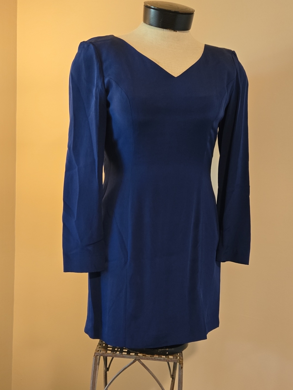 Hugo Buscati Deep Blue Long-Sleeve V-Neck Dress